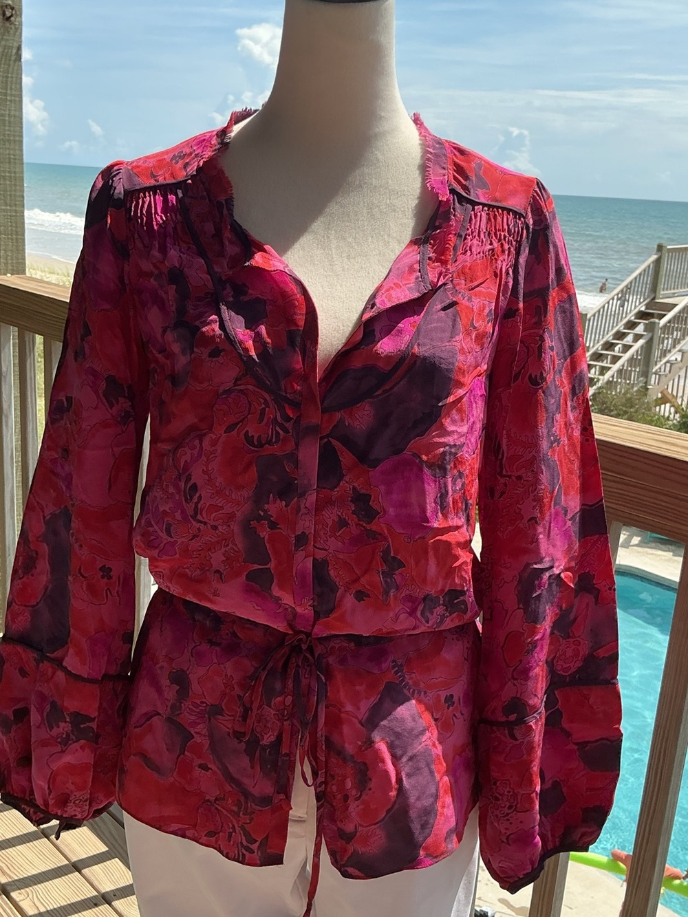Rebecca Taylor Vibrant Silk Floral Blouse